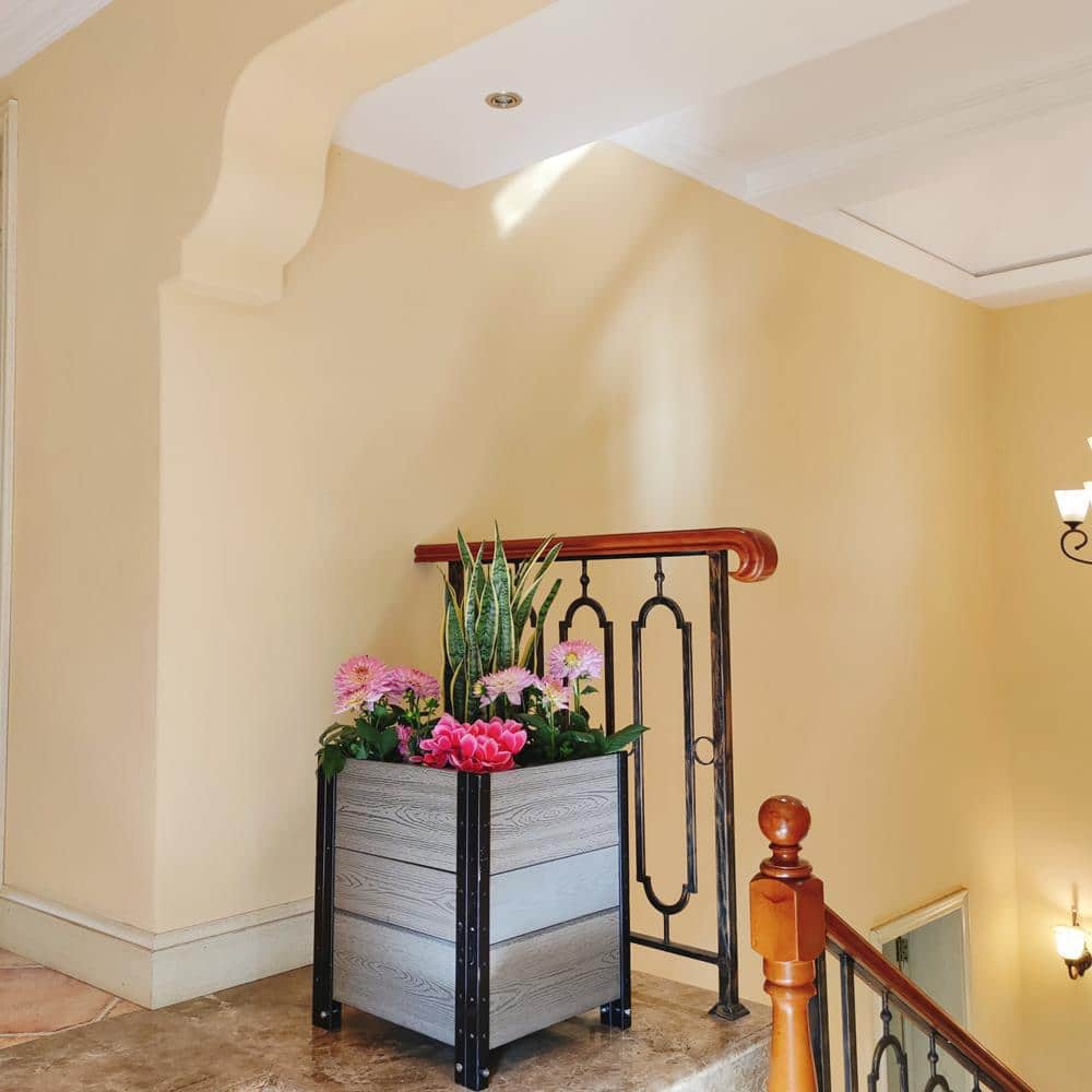 17 in. L x 19 in. W x 21 in. H Composite Planter Box Cornerstone in Grey - Hercitys