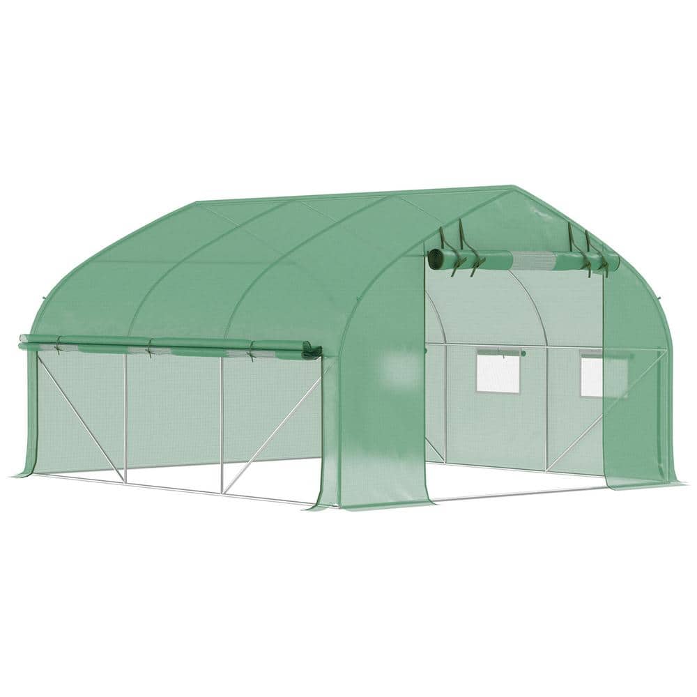 136.8 in. W x 117.6 in. D x 79.2 in. H Green Walk-In Tunnel Greenhouse - Hercitys