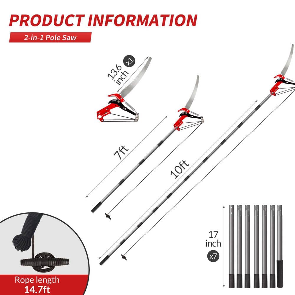 13.6 in. Steel Blade 10 ft. Pruning Saw - Hercitys