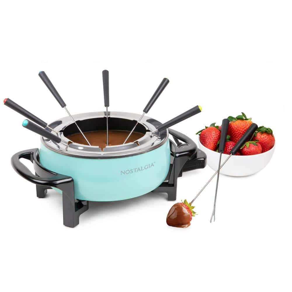 1.5L Aqua Metal Fondue Pot with Fondue Forks - Hercitys