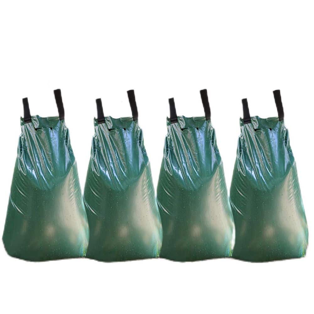 20 gal. Slow Release Irrigation Watering Bag for Trees Made of Durable PVC Material with Zipper Green (4-Pack) - Hercitys