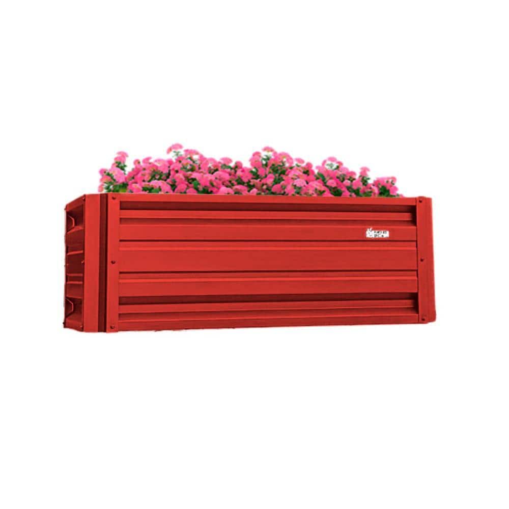 24 inch by 48 inch Rectangle Bright Red Metal Planter Box - Hercitys