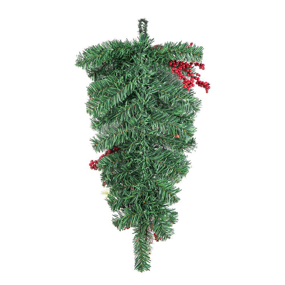 25 in. H Flocked Berry, Ornament and Pinecone Ribbon Teardrop - Hercitys