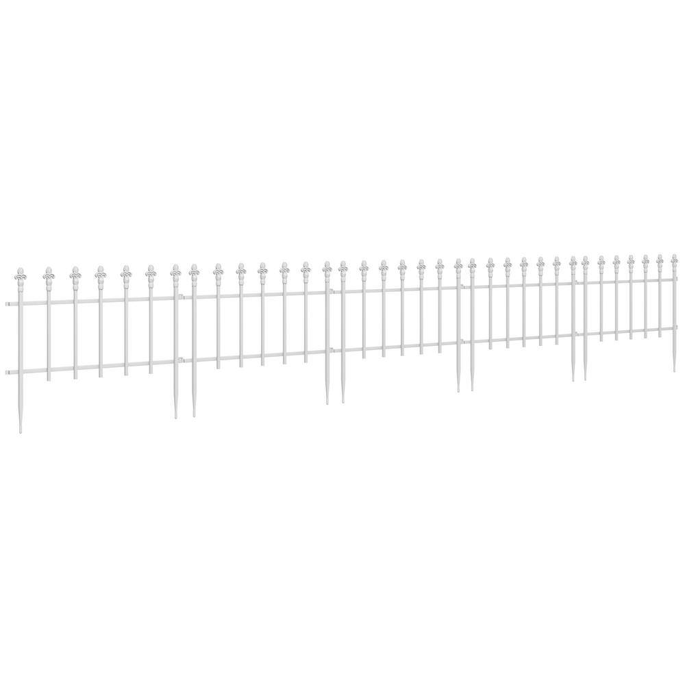 17.25 in. x 22 in. White Steel Metal Edging Decorative Garden Fence for Landscape - Hercitys