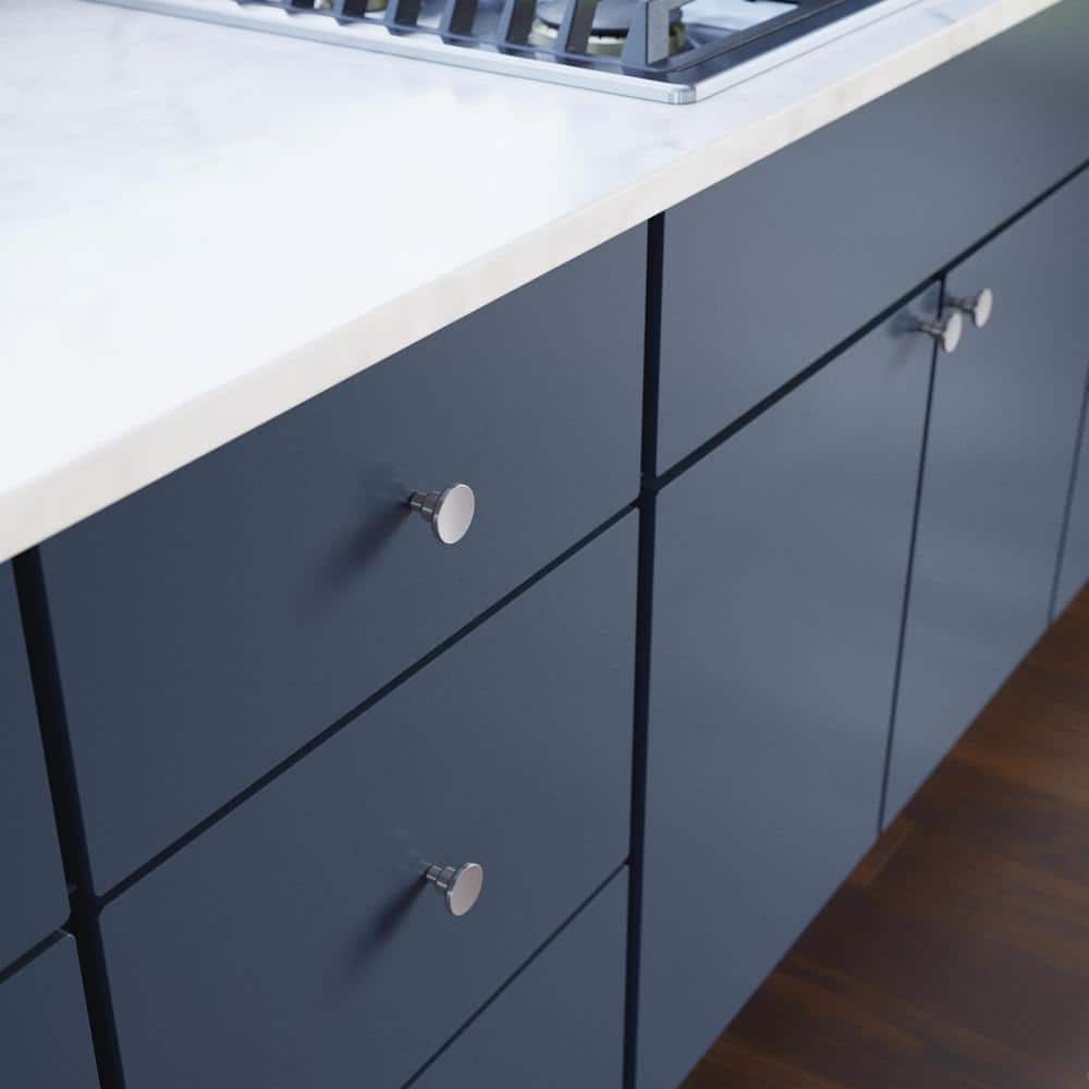 10-Pack Art Deco Streamline Round 1-3/16 in. (30 mm) Modern Satin Nickel Cabinet Knobs - Hercitys