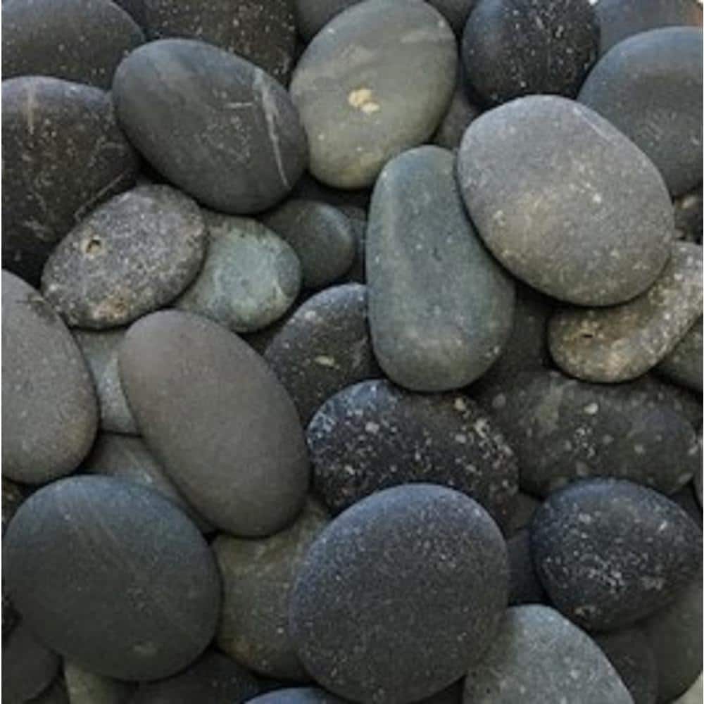 0.50 cu. ft. 40 lbs. 1/2 in. to 1-1/2 in. Black Button Mexican Beach Pebble - Hercitys