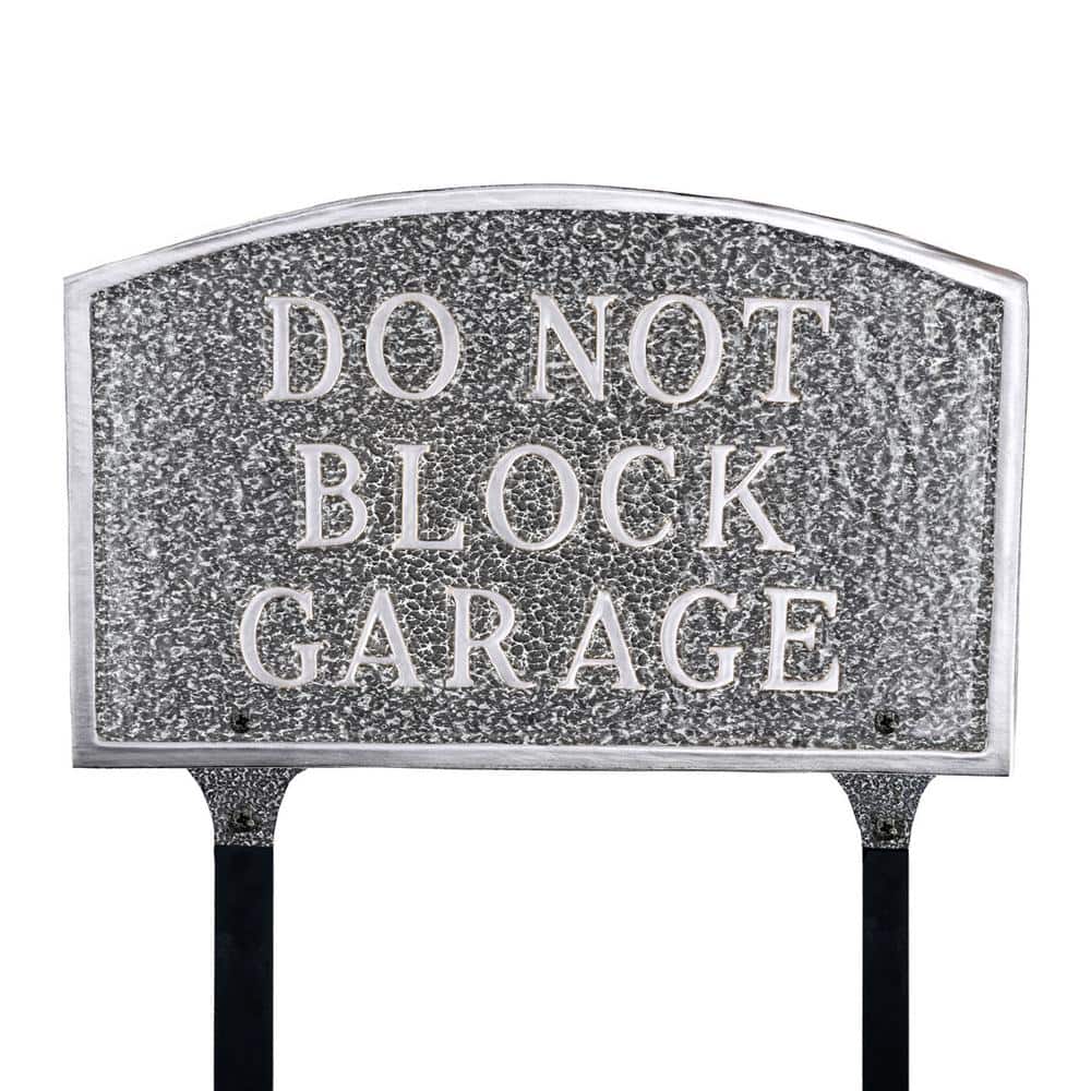 13 in. x 21 in. Large Arch Do Not Block Garage Statement Plaque Sign with Lawn Stakes – Swedish Iron - Hercitys