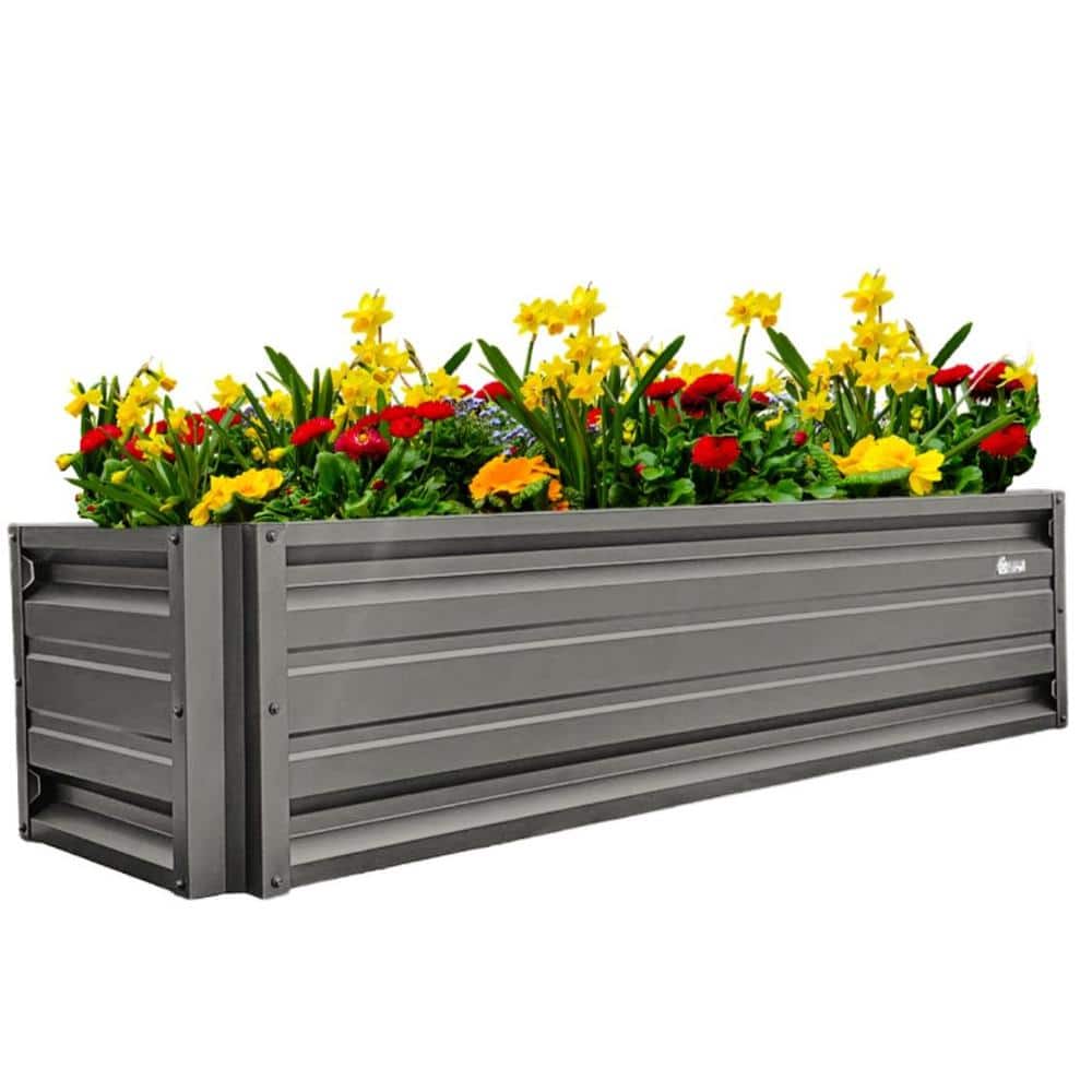 24 inch by 72 inch Rectangle Burnished Slate Metal Planter Box - Hercitys