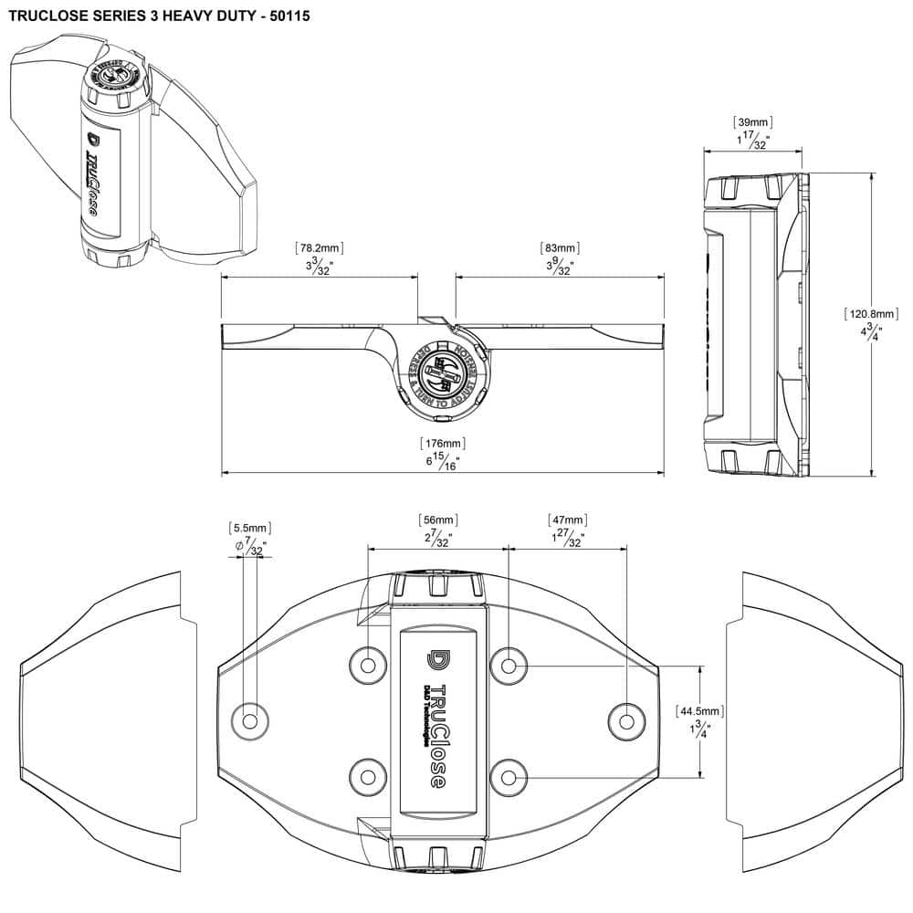 4-1/2 in. x 6-3/4 in. Black Polymer and Stainless Steel Hinge - Hercitys