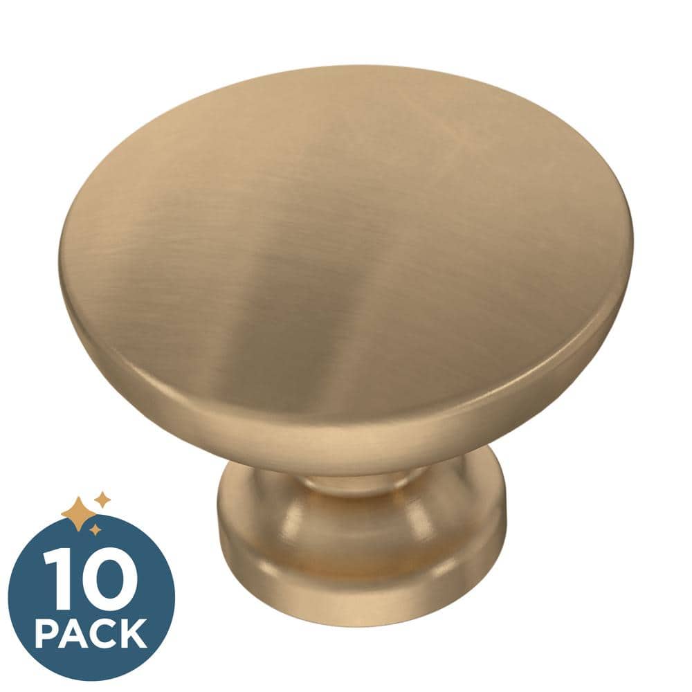 10-Pack Flat Round 1-3/16 in. (30 mm) Modern Champagne Bronze Cabinet Knobs - Hercitys