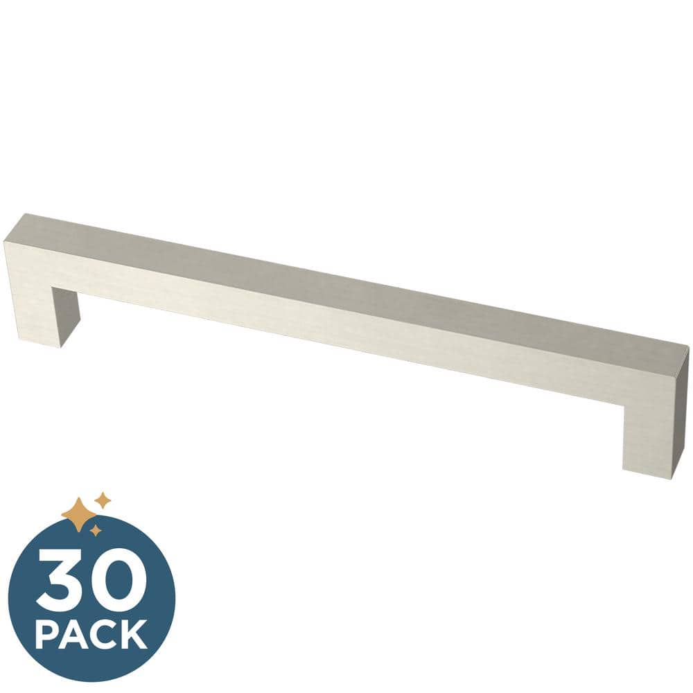 30-Pack Simple Modern Square 6-5/16 in. (160 mm) Modern Cabinet Drawer Pulls in Stainless Steel - Hercitys