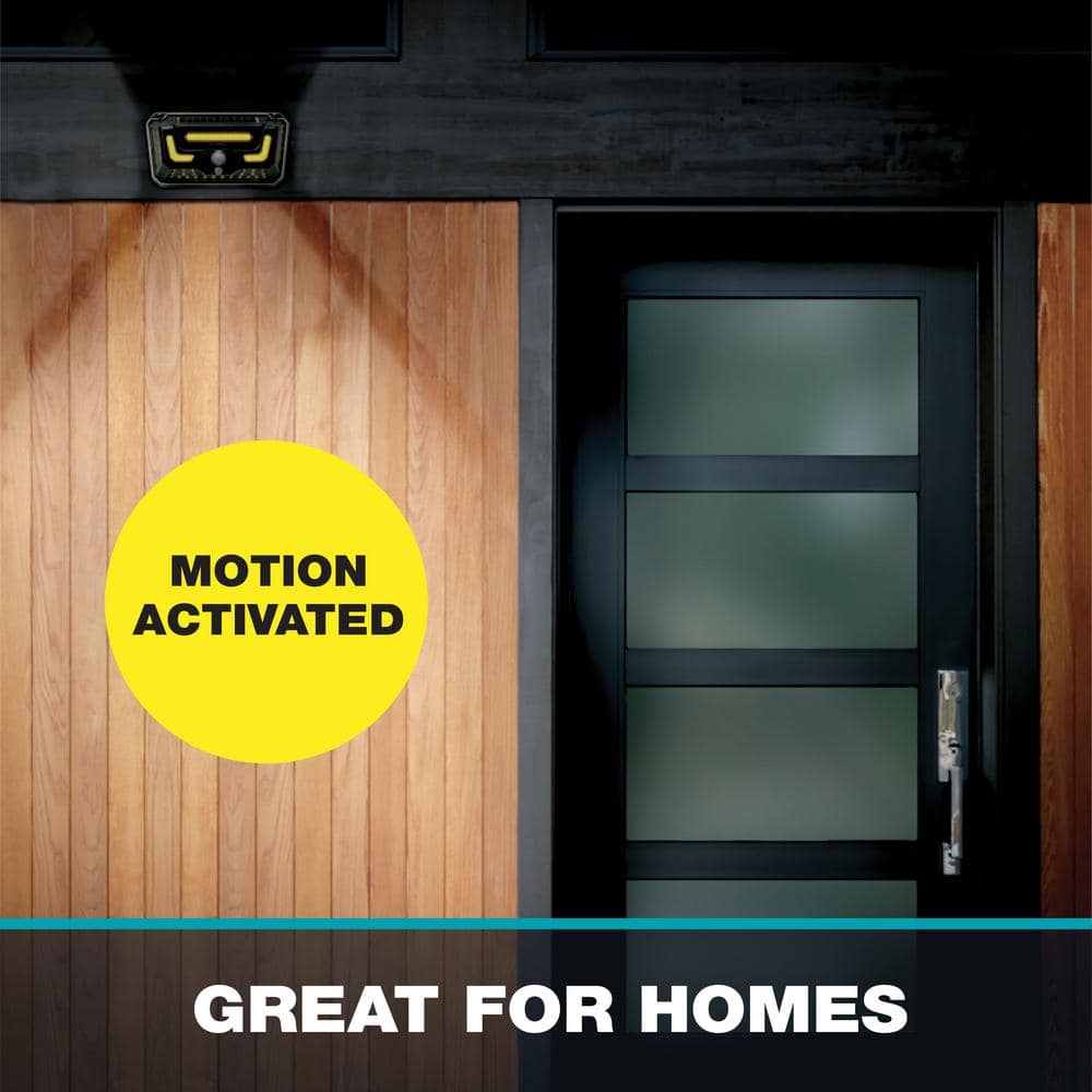 5-Watt Equivalent Integrated LED Black 300 Lumens Warm Light 2 Modes Motion Solar Bionic Light Wall Pack Light, 3500K - Hercitys