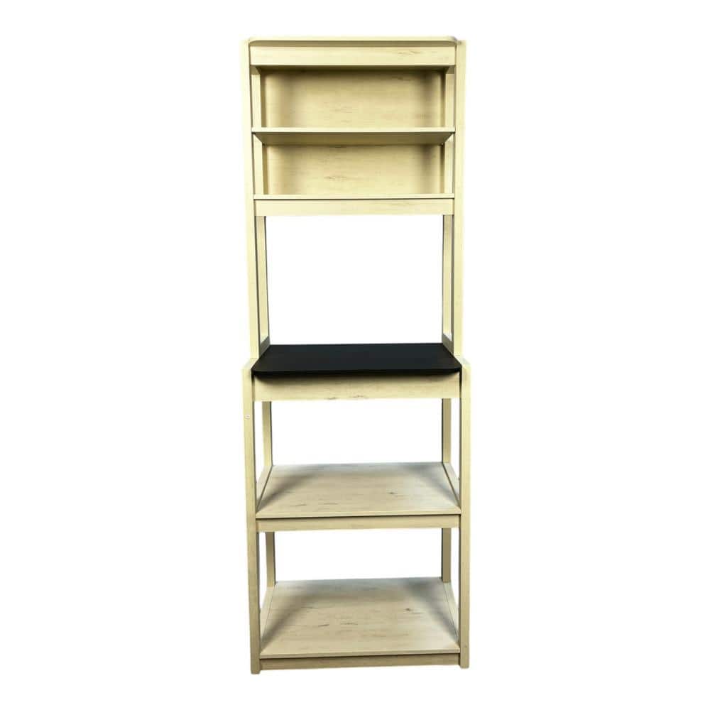 23.62 in. White and Black Bakers Rack for Kitchen with Storage, Coffee Bar, 5-Tier Kitchen Shelves, Microwave Stand - Hercitys