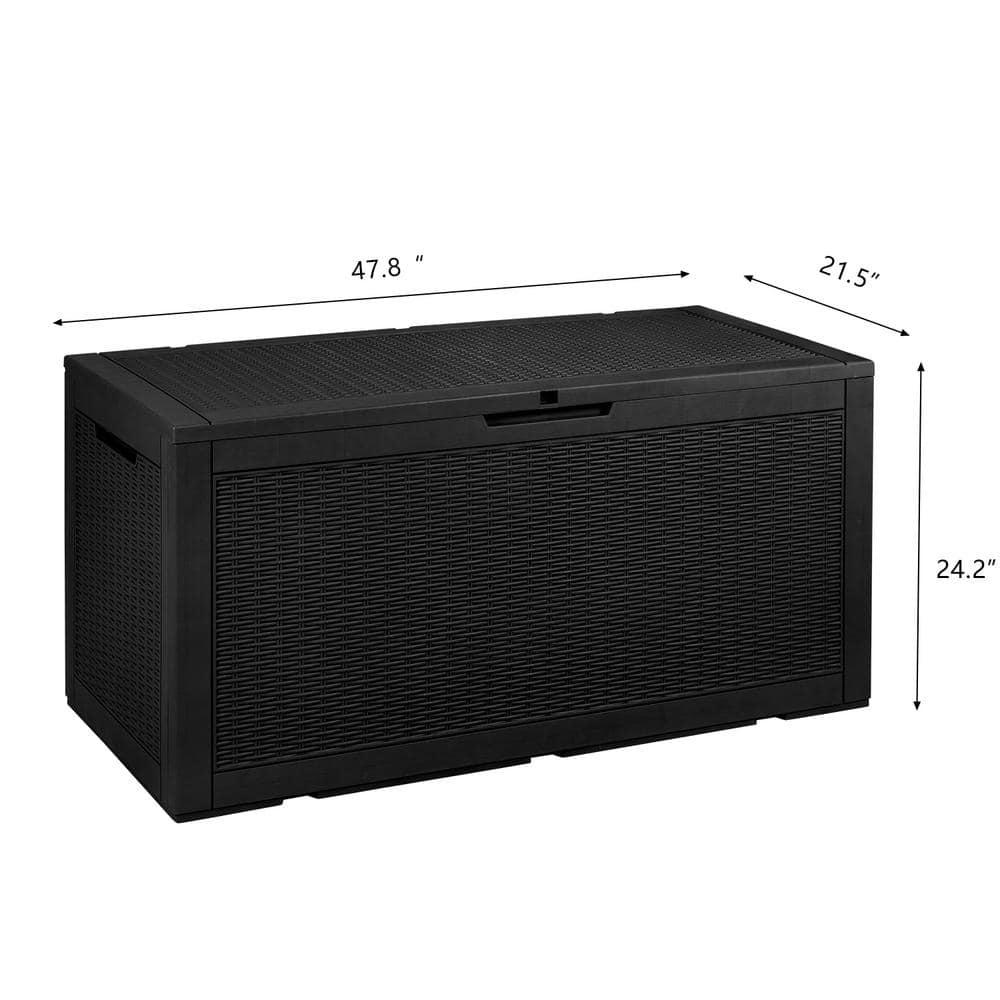 100 Gal. Waterproof Black Large Resin Deck Box Outdoor Lockable - Hercitys