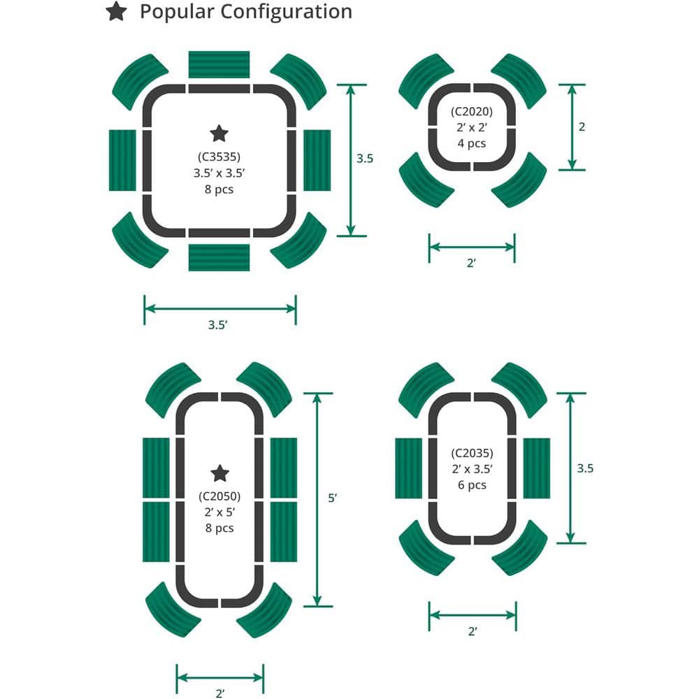 17 in. Tall 4-In-1 Modular Metal Raised Garden Beds Kit, Metal Planter Box for Vegetables, Flowers, Herbs, Olive Green - Hercitys