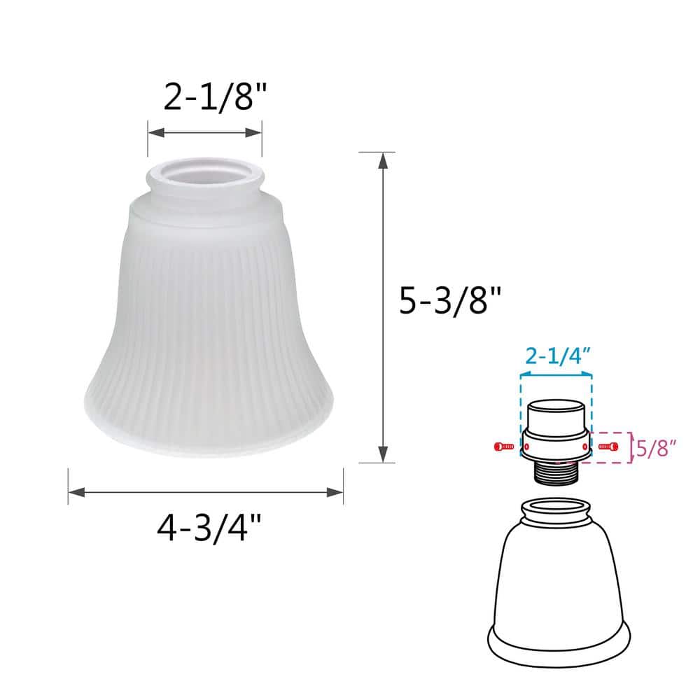 4-5/8 in. Frosted Ribbed Ceiling Fan Replacement Glass Shade (4-Pack) - Hercitys