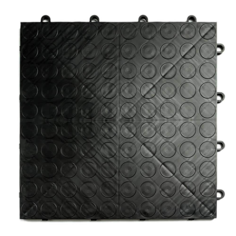 12 in. x 12 in. Coin Black Modular Tile Garage Flooring (24-Pack) - Hercitys