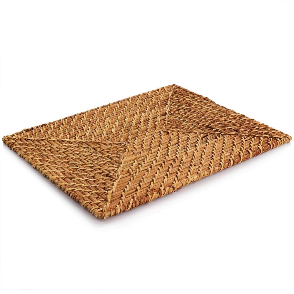 16 in. Rattan Woven Rectangular Placemat in Brown - Hercitys