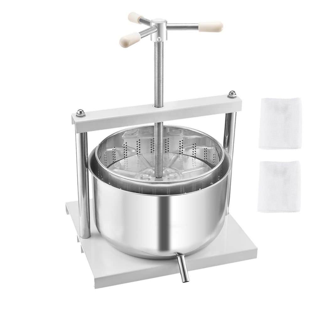 12L/3. 17Gal. Fruit Wine Press-2 Stainless Steel Barrels-Manual Juice Maker-Ideal for Cider, Apple, Grape, Tincture - Hercitys
