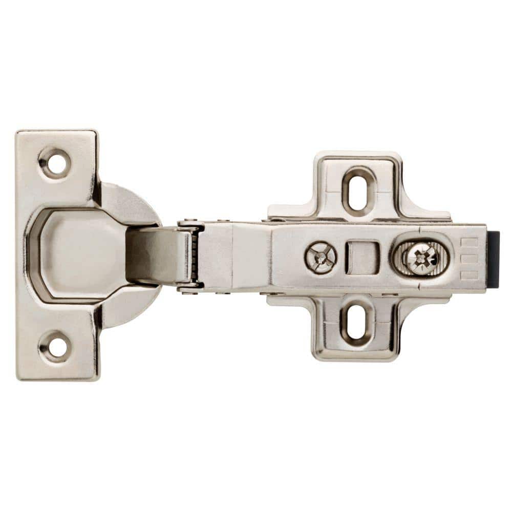 1 Pair Frameless 35 mm 110-Degree Full Overlay Soft Close Nickel Cabinet Hinge (2 Pieces) - Hercitys