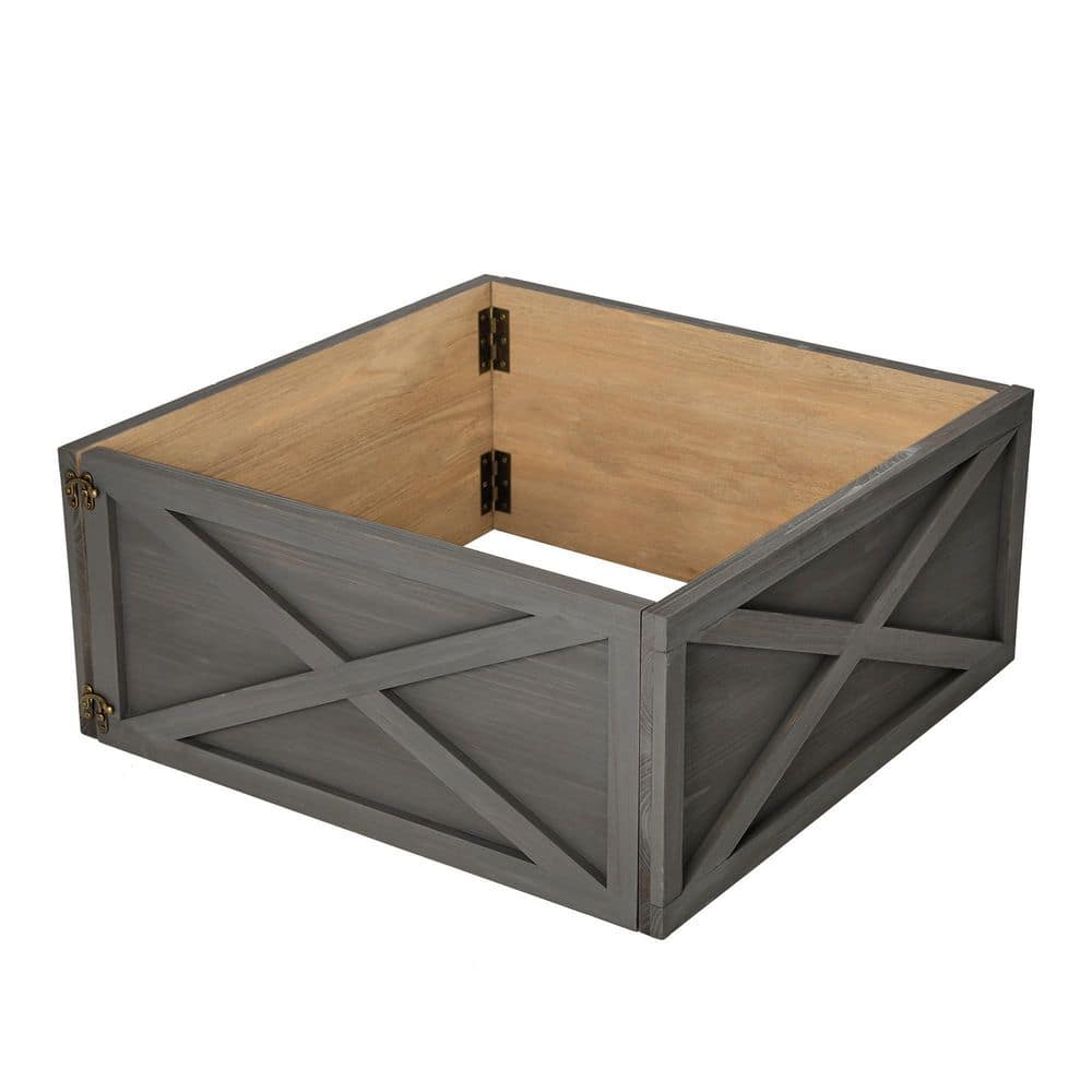 26 in. D Warm Gray Wooden Tree Collar (KD) - Hercitys