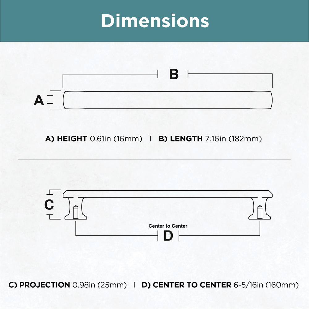 (10-Pack) Chamfered Slim Bar 6-5/16 in. (160 mm) Classic Champagne Bronze Cabinet Handle Drawer Bar Pulls - Hercitys