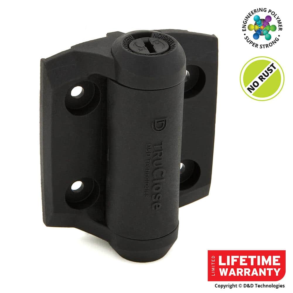 (2-Pack) D&D 2-7/8 in. x 3-3/4 in. Black Self-Closing Metal Gate Hinge - Hercitys