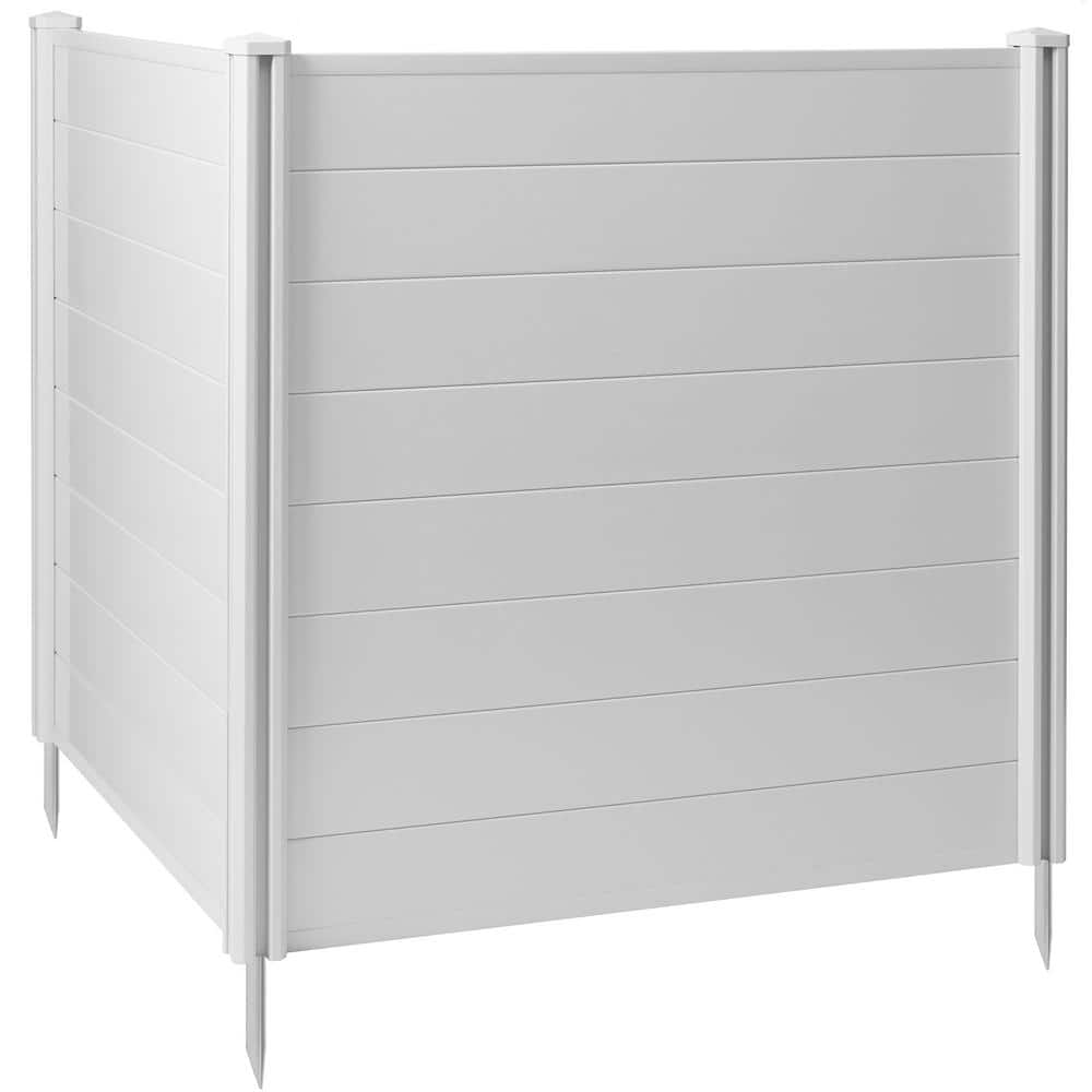 48 in. x 48 in. Privacy Screen Outdoor Vinyl Fence Panel for AC / Trash-White - Hercitys