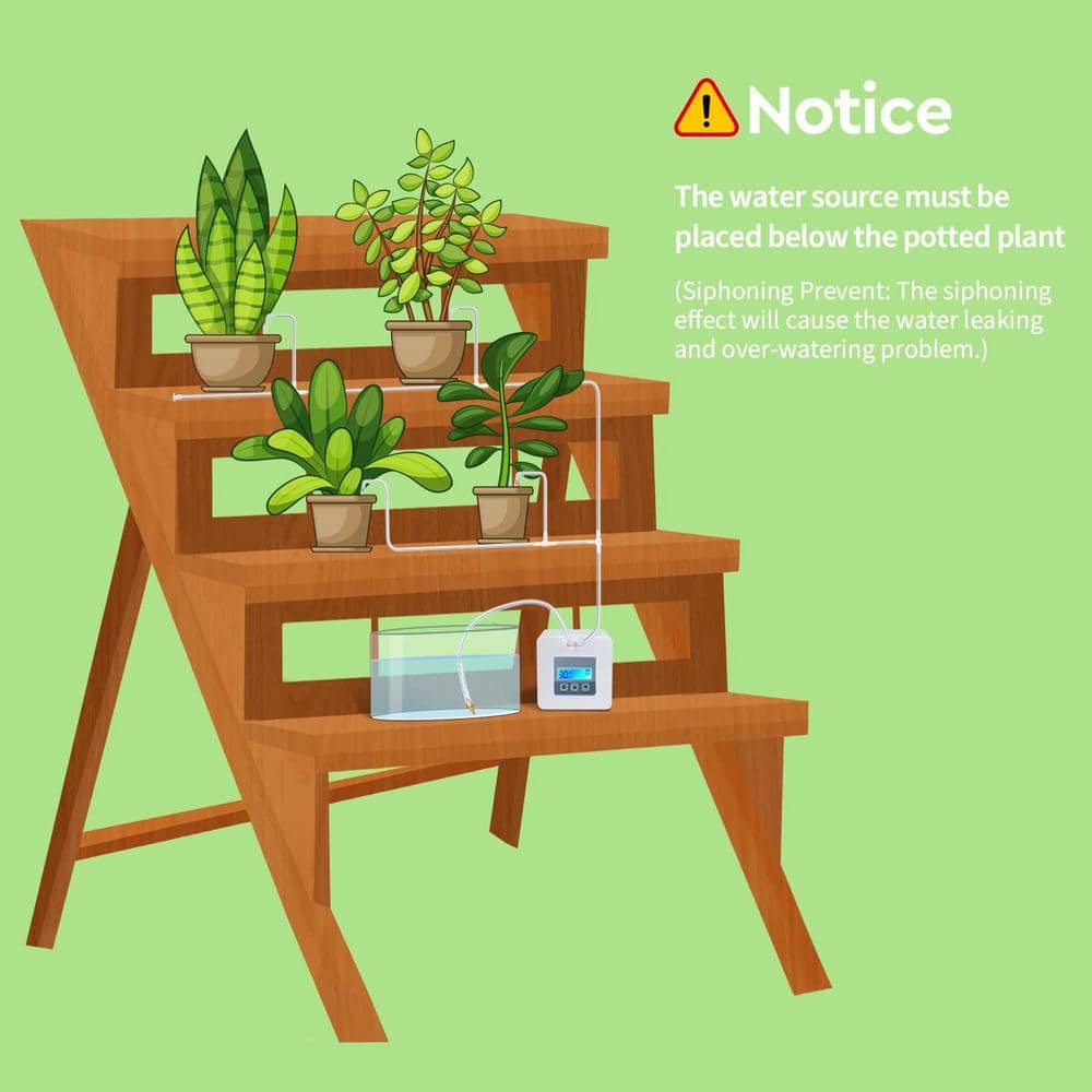 1-Piece Automatic Drip Irrigation Watering Kit with Digital Programmable Water Timer and 15 Potted House Plants Support - Hercitys