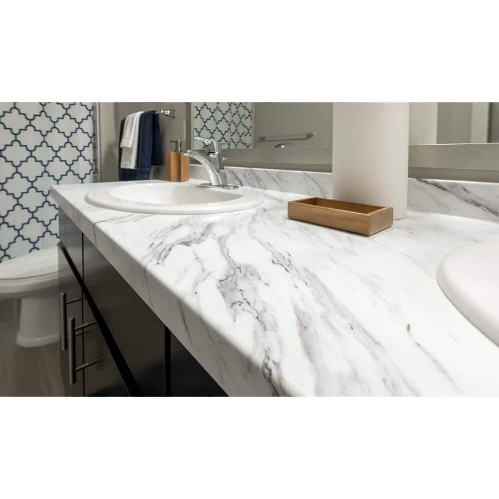 5 ft. x 12 ft. Laminate Sheet in Calcutta Marble with Premium Textured Gloss Finish - Hercitys