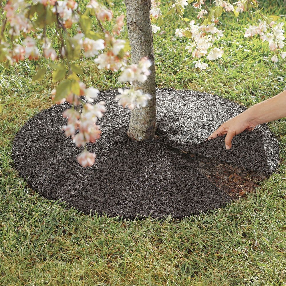 36 in. Dia. Recycled Tire Permanent Rubber Mulch Tree Ring - Hercitys