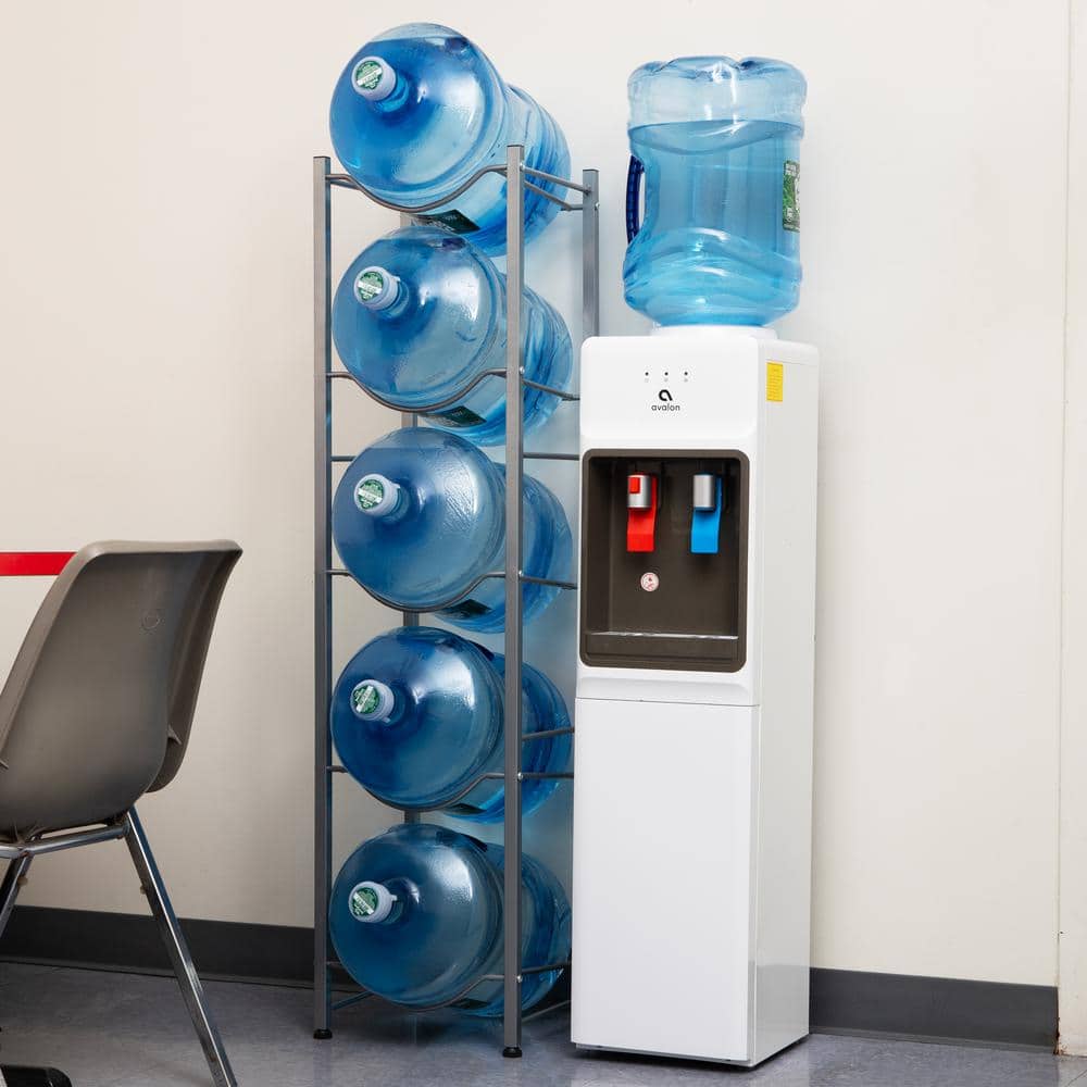 13.5 in. L x 13.5 in. W x 54 in. H 5 Gallon Water Jug Stand, Water Bottle Holder, Water Cooler Stand, Silver - Hercitys