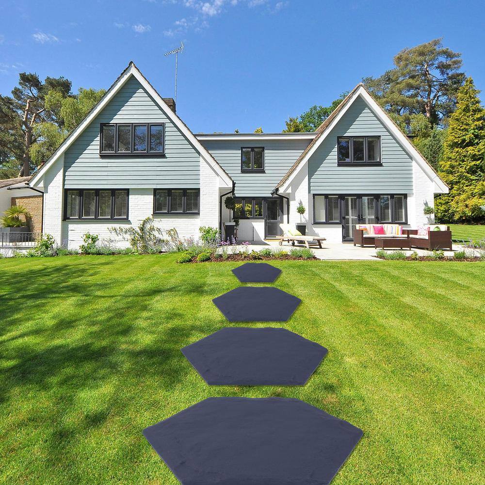 15.98 in. x 15.98 in. x 4.49 in. Hexagon Grey Solid Weatherproof Plastic Set Paver 4-Pieces 1.5 sq. ft. - Hercitys