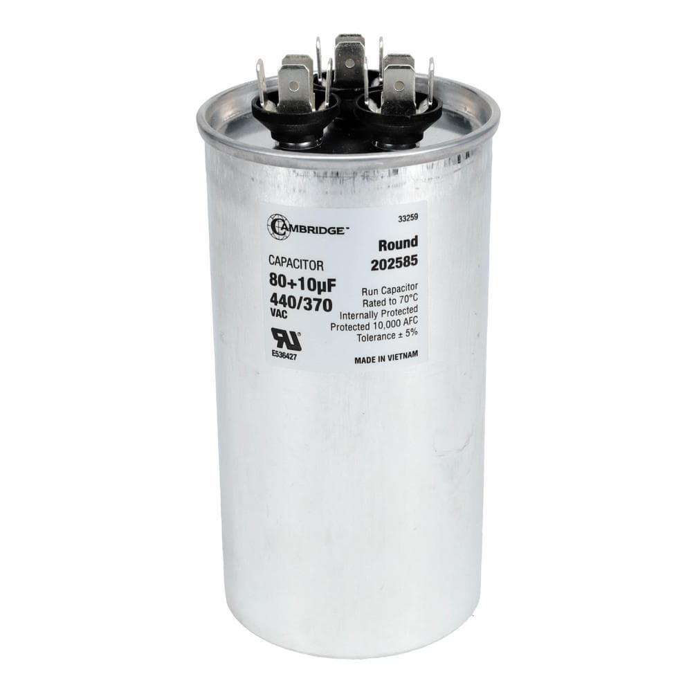 2.36 in. x 2.36 in. x 4.53 in. Aluminum 80 Plus 10 MFD, 440-Volt/370-Volt Dual Round Run Capacitor (1-Pack) - Hercitys