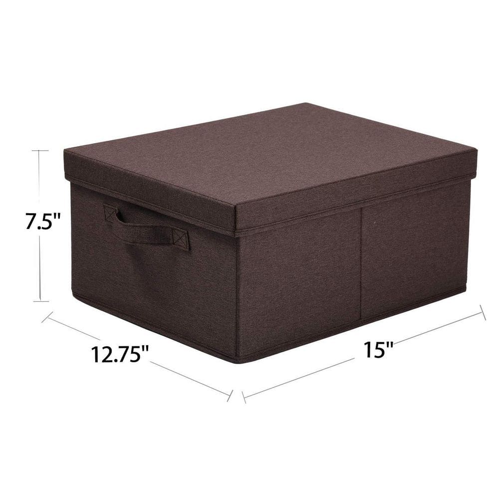 25 Qt. Linen Clothes Storage Bin with Lid in Brown (2-Box) - Hercitys