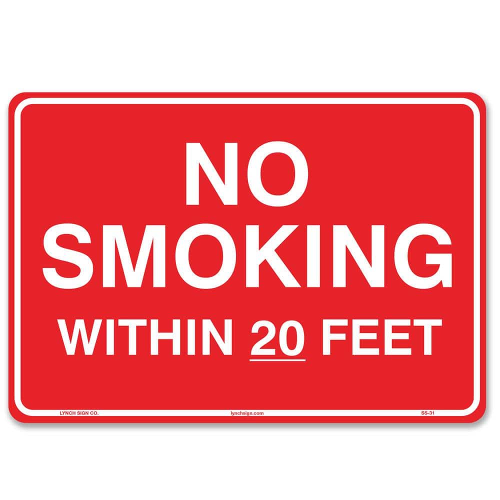 10 in. x 7 in. No Smoking Within 20 Feet Sign Printed on More Durable Longer-Lasting Thicker Styrene Plastic. - Hercitys