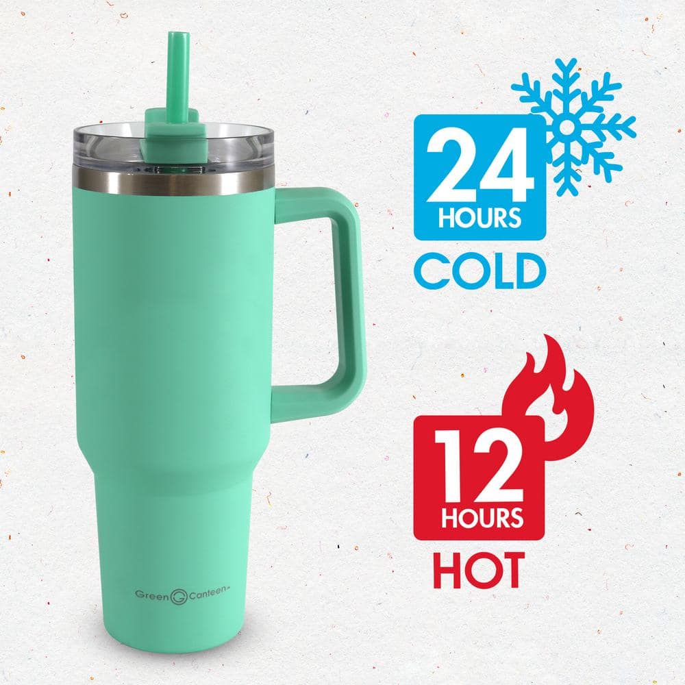 40 oz. Double Wall Stainless Steel Teal/Purple Tumbler with Handle (2-Pack) - Hercitys