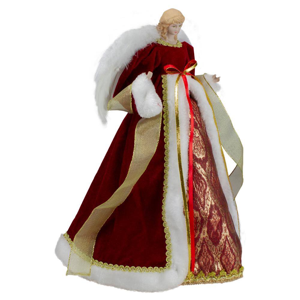18 in. Red and Gold Angel in a Dress Christmas Tree Topper – Unlit - Hercitys