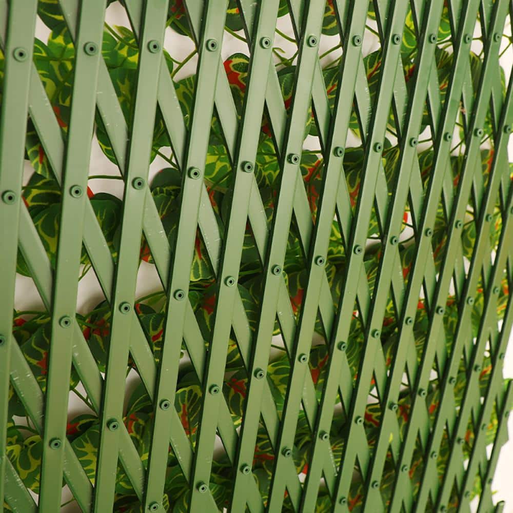 130 x 11.8 in. Expandable Plastic Garden Fence Artificial Leaves Privacy Screen Panel for Balcony Patio Ivy - Hercitys
