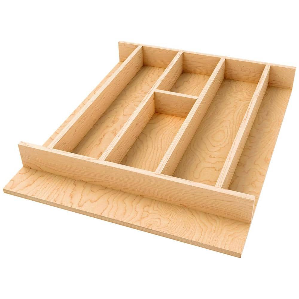 2.36 in. H x 16.22 in. W x 19.49 in. D Light Brown Wooden Utensil Drawer Insert - Hercitys