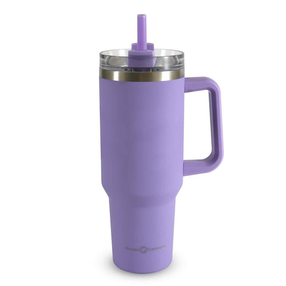 40 Oz. Purple Double Wall Stainless Steel Tumbler with Handle - Hercitys