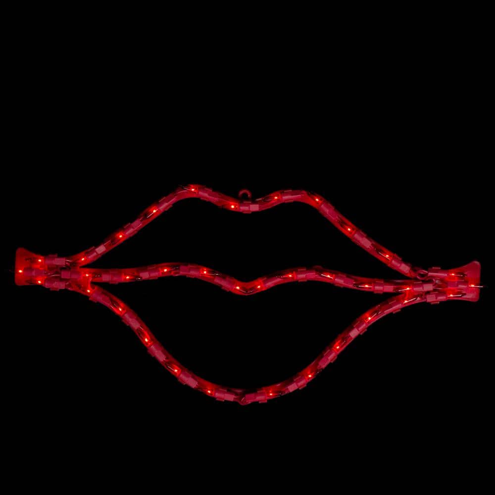 17.5 in. 35-Count Red Mini Incandescent Lighted Lips Valentine’s Day Window Silhouette - Hercitys