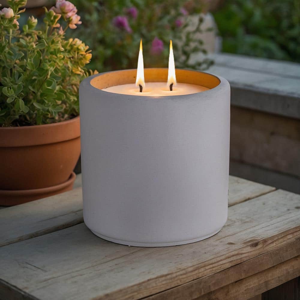 (Set of 2) Smooth Cement Cylinder Citronella Candle in Cement - Hercitys