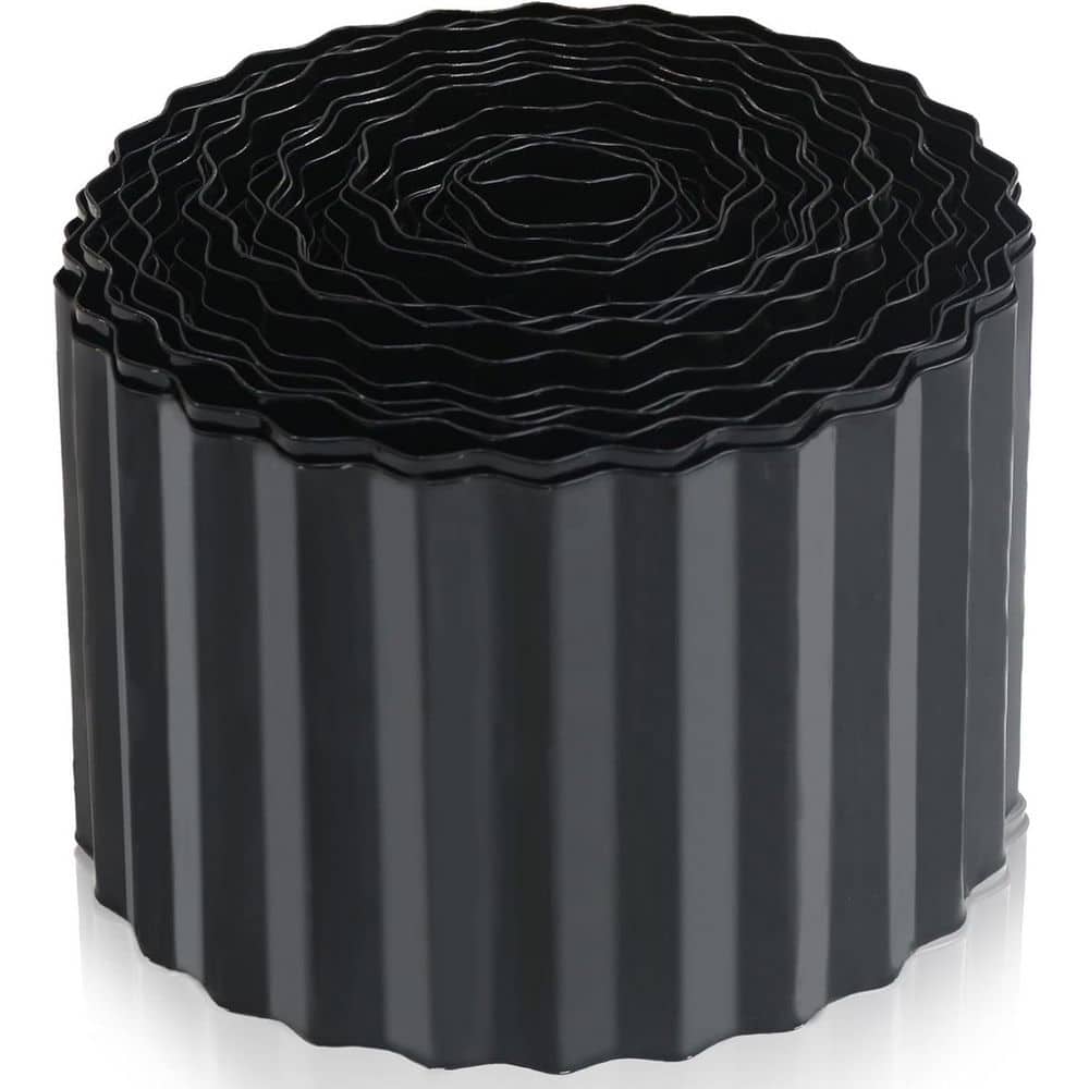 50 ft. x 6 in. Flexible Corrugated Design Galvanized Metal Edging Black for Garden Lawn DIY Projects - Hercitys
