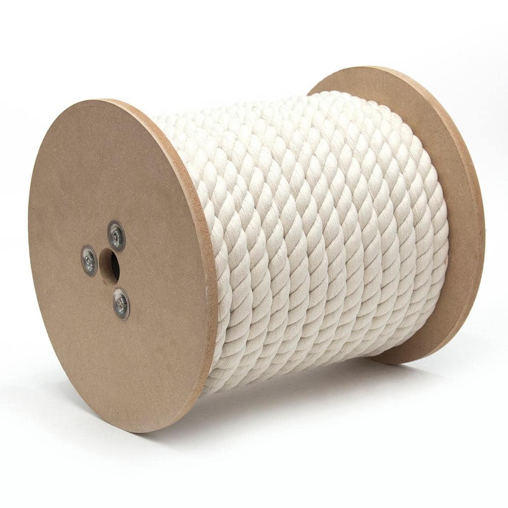3/8 in. x 300 ft. Natural 3-Strand Twisted Cotton Rope - Hercitys