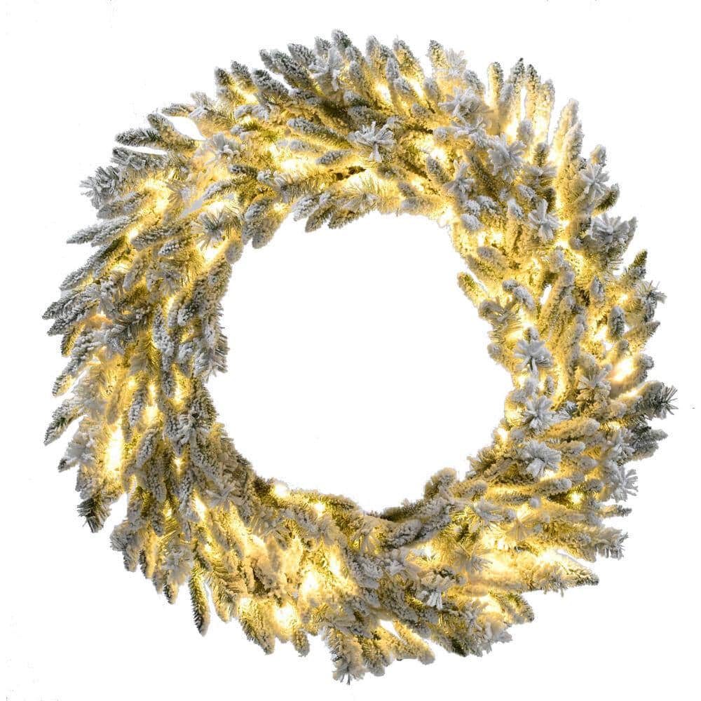 36 in. Artificial Pre-Lit Wreath Arrangement with Pinecones - Hercitys