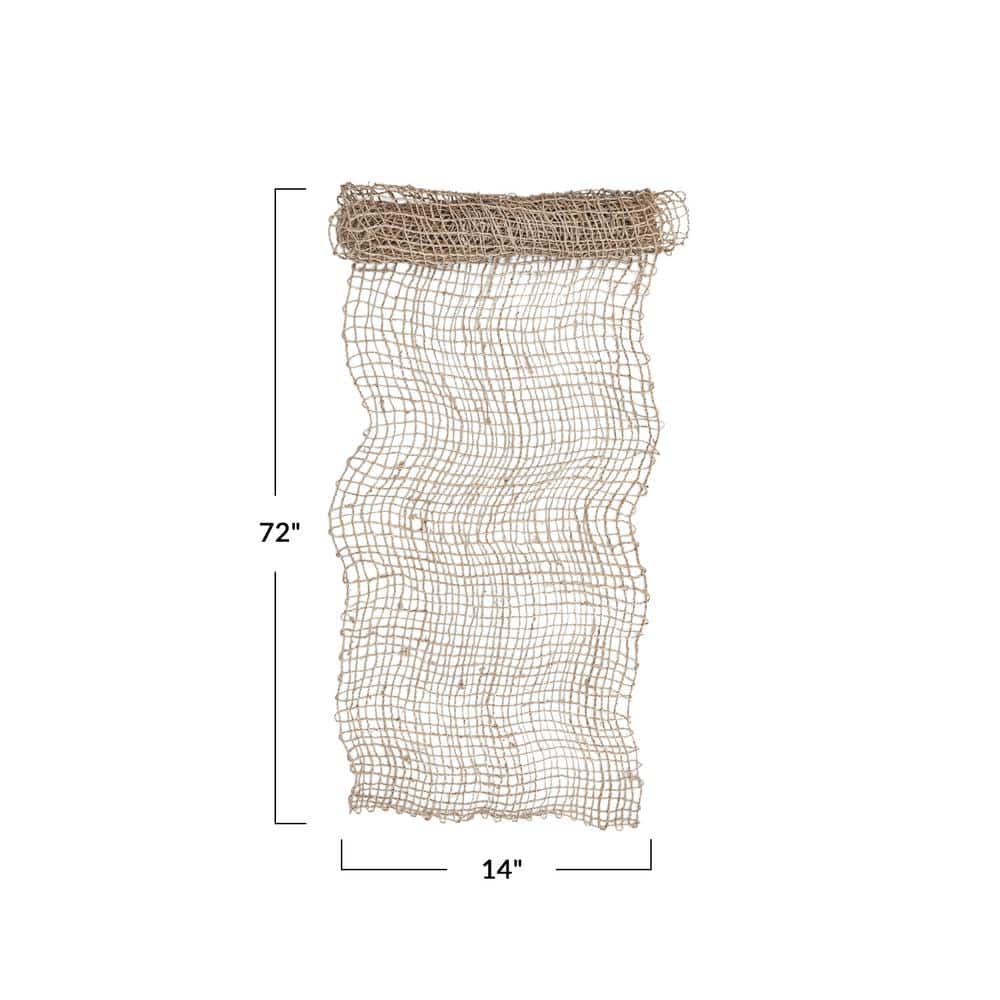 14 in. W x 72 in. L Brown Natural Basketweave Banana Leaf Table Runner - Hercitys
