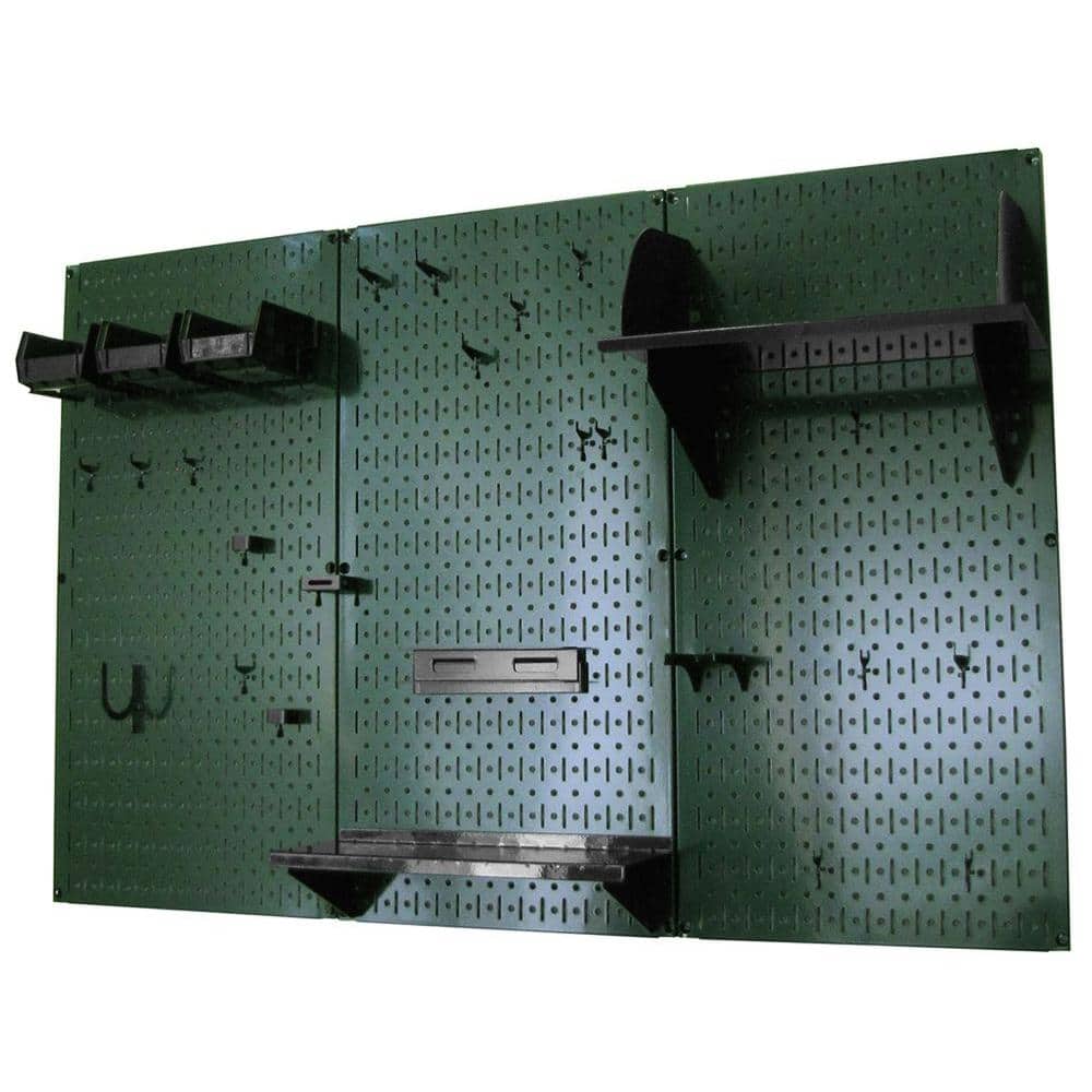 32 in. x 48 in. Metal Pegboard Standard Tool Storage Kit with Green Pegboard and Black Peg Accessories - Hercitys
