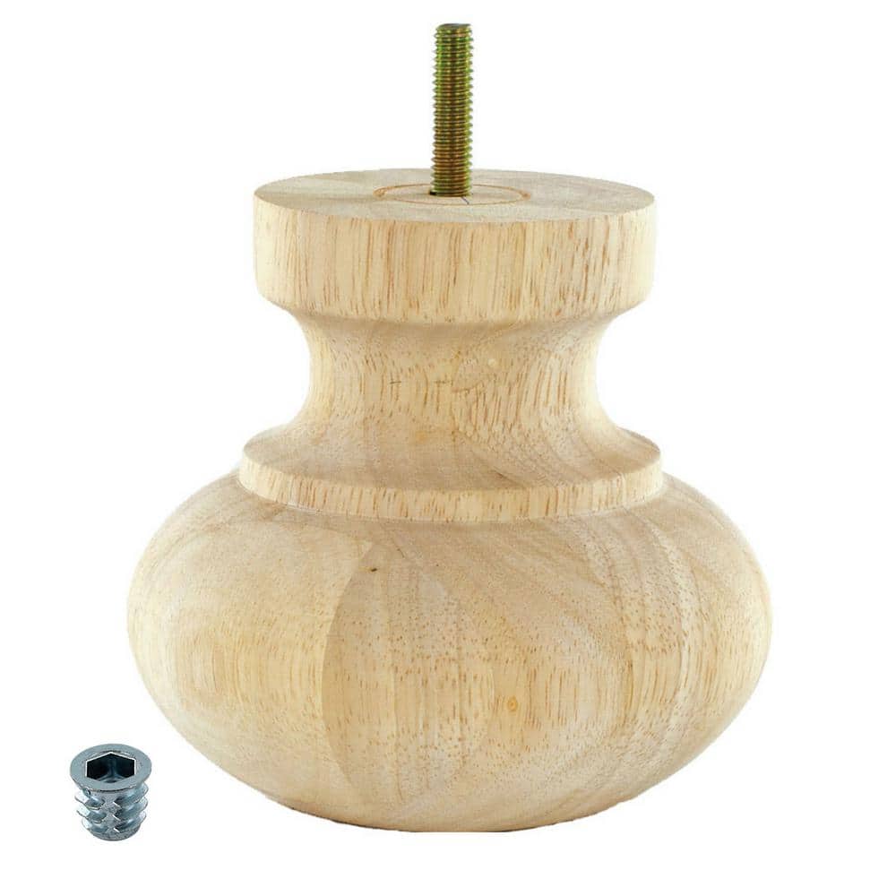 4-1/2 in. x 4-13/16 in. Unfinished Solid Hardwood Round Bun Foot - Hercitys