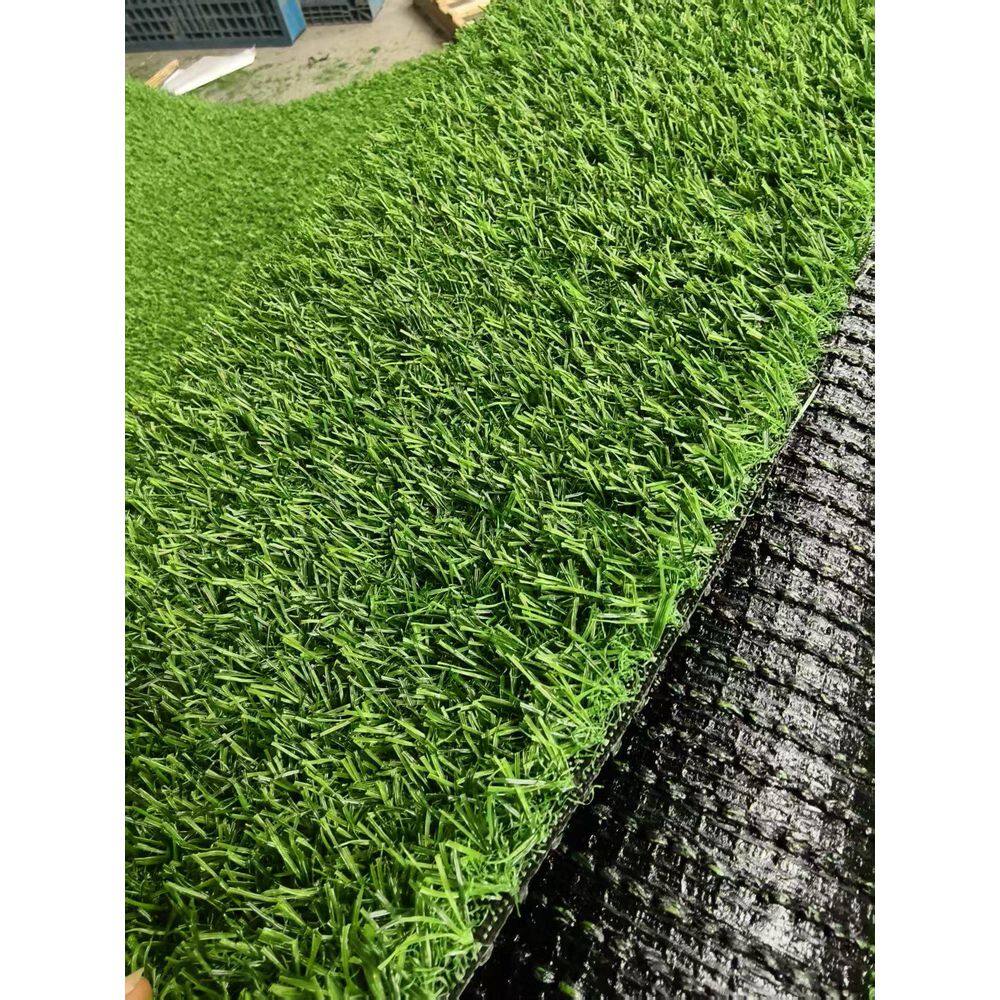 5 ft. x 10 ft. Plastic Garden Fence Turf Mat Thick Fake Faux Grass with Rubber Backing and Drainage Holes in Green - Hercitys